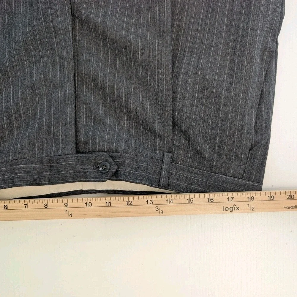 vtg Hart Schaffner Marx 44L 37x30 Suit Grey Pinstripe Union Made USA Import Wool